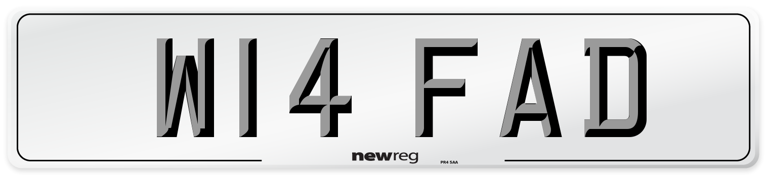 W14 FAD Number Plate from New Reg